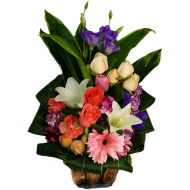 Serenity Bloom Basket White Lilies and Roses Arrangement