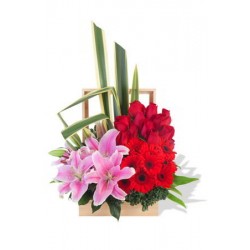 Red Rose and Gerbera Arrangement