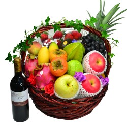 Harvest Bliss Mid-Autumn Fruits and Red Wine Hamper