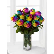 20pcs Rainbow Rose in Vase Arrangement – Order 5 Days in Advance